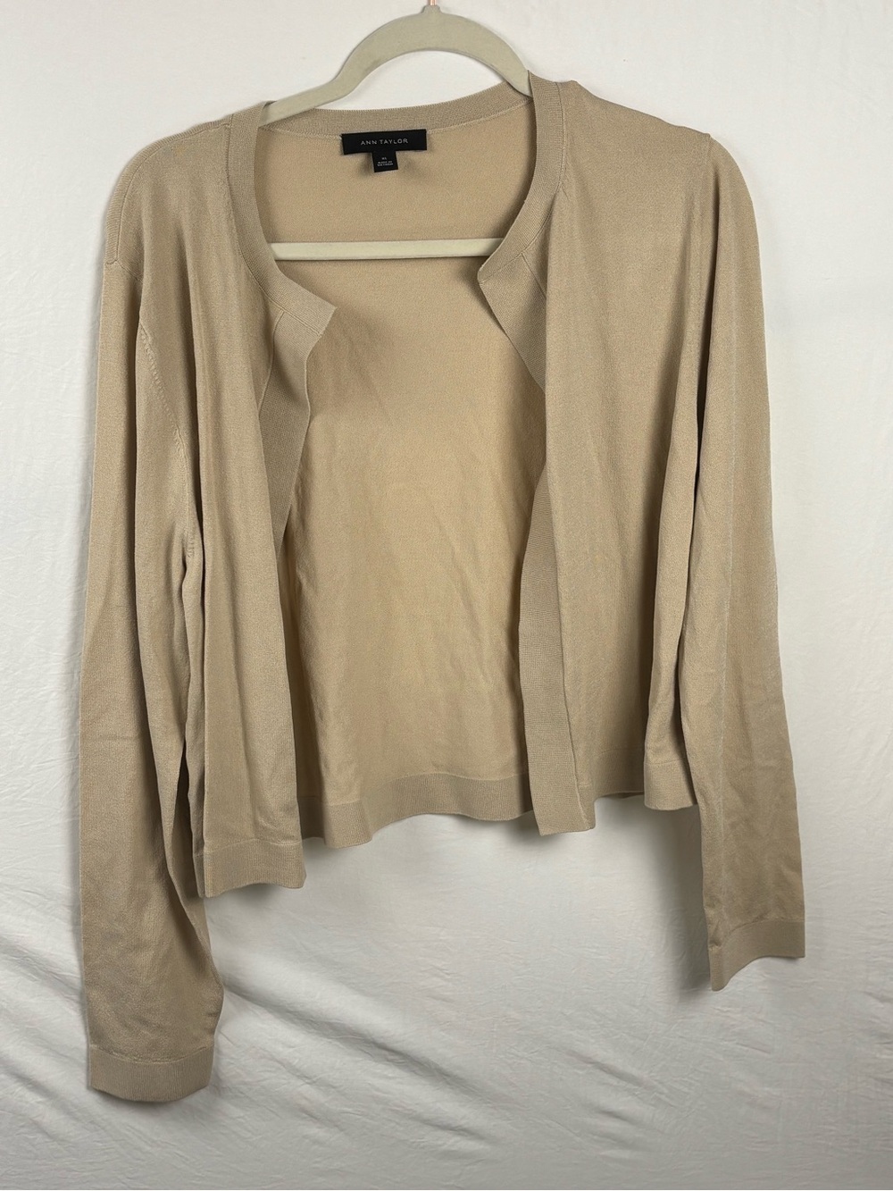 Ann Taylor XL Beige Open-Front Lightweight Cardigan